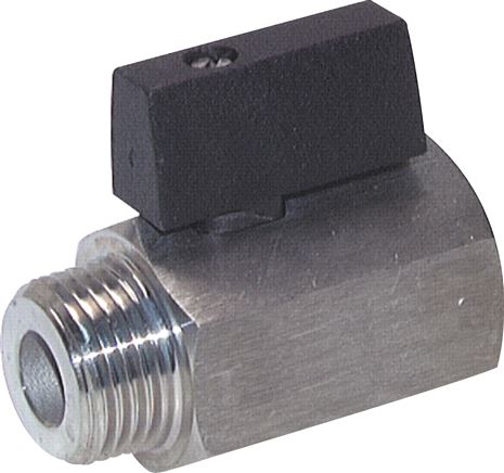 Edelstahl-Minikugelhahn G 1/2" Innengewinde / Außengewinde, PN 25