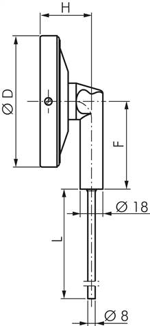 Bimetallthermometer, senkrecht D100/0 bis +250°C/200mm, Edelstahl