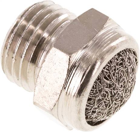Schalldämpfer G 1/4", Drahtgewebe, Messing vernickelt