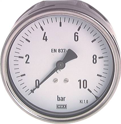 Manometer waagerecht (CrNi/Ms), 100mm, 0 - 25 bar