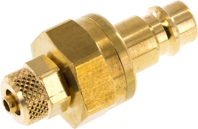 Kupplungsstecker (NW7,2) 6x4mm Schlauch, Messing, beidseitig absperrend