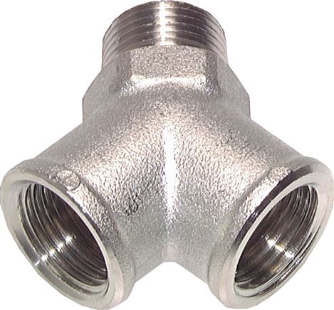 Y-Einschraubstück R 1/8" (AG)- 2 x G 1/8" (IG), Messing vernickelt