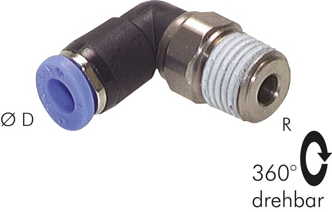 Winkel-Drehverschraubung R 1/4"-8mm, IQS-Standard