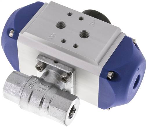 Pneumat. Messing-Kugelhahn, Rp 1/4", Feder-öffnend