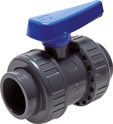 Klebemuffen-Kugelhahn, PVC-U / EPDM, 63mm (Wasserausf.)