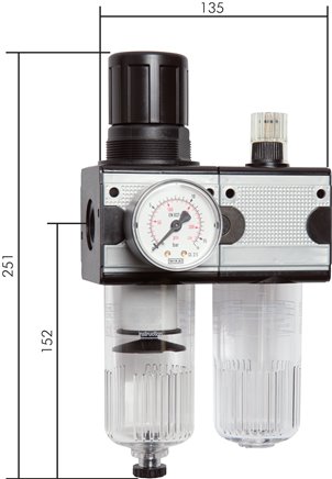 MULTIFIX Wartungseinheit (2), 2-tlg., G 1/2", 0,5 - 16 bar, Metallbehälter, abschließbar