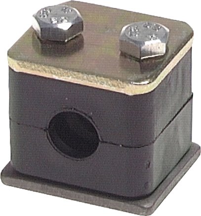 Rohrschelle, 6mm, Baugröße 0, leichte Baureihe (nur eine seitliche Befestigungss, mit Anschweißplatte & Deckplatte