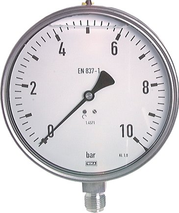 Chemie-Glycerin-Manometer senkrecht,160mm, 0 - 16 bar