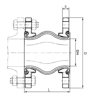 Kompakt-Kompensator, DN200-PN16 (DIN/EN) (max. 10 bar), EPDM