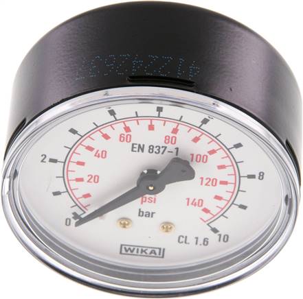 Manometer waagerecht (ST/Ms), 63mm, 0 - 10 bar, G 1/4"