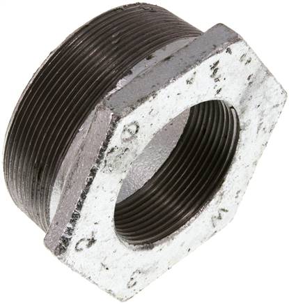 Reduziernippel R 3"(AG)-Rp 2"(IG), Temperguss verzinkt