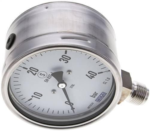 Sicherheits-Manometer senkrecht, 100mm, 0 - 40 bar