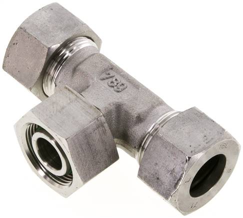 Einstellb. T-Schneidringverschraubung 18 L (M26x1,5), 1.4571, mit Dichtkegel und O-Ring