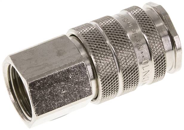 Schnellkupplung (NW10) G 1/2"(IG), Messing vernickelt, für Stecker beidseitig absperrend