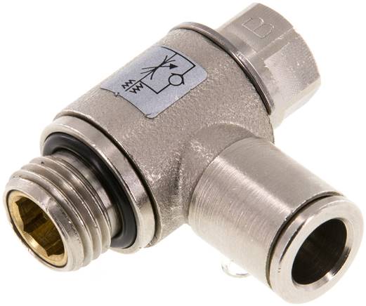Winkel-Drosselrückschlagventil G 1/4"-8mm,abluftregelnd (Standard), Messing