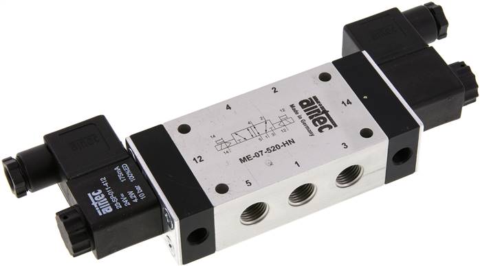 5/2-Wege Magnetimpulsventil mit Fremdluftanschluss, G 1/4" (Pilot G 1/8") 12V=