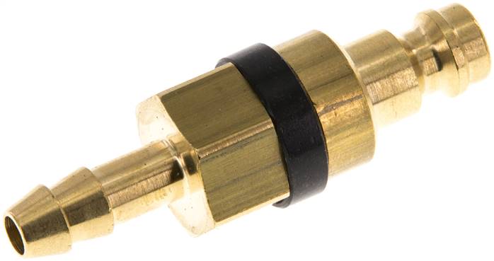 Kupplungsstecker (NW5) 6 (1/4")mm Schlauch, Messing schwarz, D= 6 mm