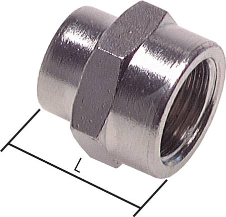 Muffe G 3/8"-G 3/8", Messing vernickelt