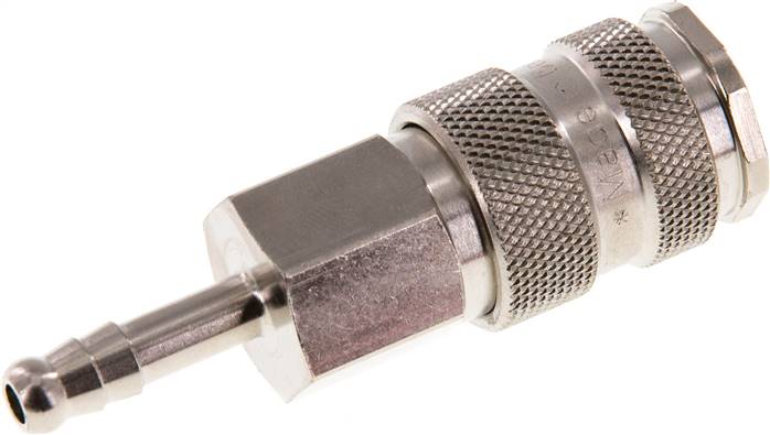 Schnellkupplung (NW7,2) 6 (1/4")mm Schlauch, Stahl gehärtet, vernickelt / Messing