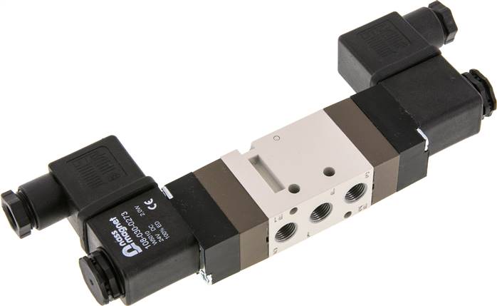 5/2-Wege Magnetventil, G 1/8", Impulsventil, 24 V=, Norm-Stecker Grösse 1